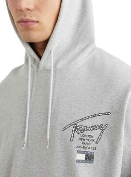 Sudadera Tommy Jeans Oversize para Hombre Gris