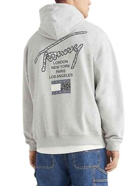 Sudadera Tommy Jeans Oversize para Hombre Gris