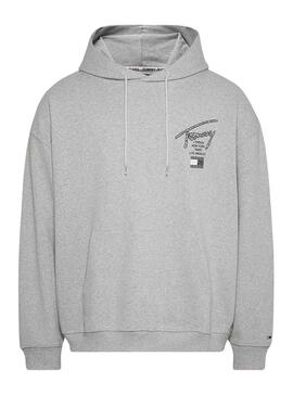 Sudadera Tommy Jeans Oversize para Hombre Gris