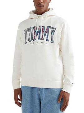 Sudadera Tommy Jeans Tartan para Hombre Crema