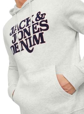 Sudadera Jack And Jones Rack Hombre Gris Claro