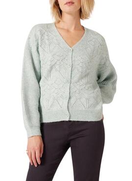 Cardigan Naf Naf Corto Brocado para Mujer Celeste