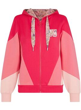 Sudadera Naf Naf Colorblock para Mujer Fucsia