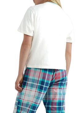 Camiseta Tommy Jeans Classic Tartan Mujer Blanca