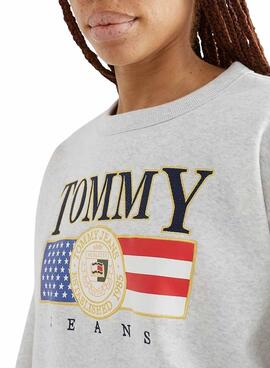 Sudadera Tommy Jeans Relaxed Luxe para Mujer Gris