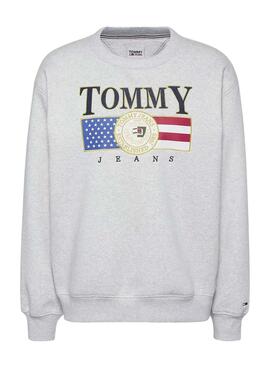 Sudadera Tommy Jeans Relaxed Luxe para Mujer Gris