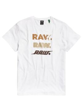 Camiseta G-Star RAW Logo Tripe para Hombre Blanco