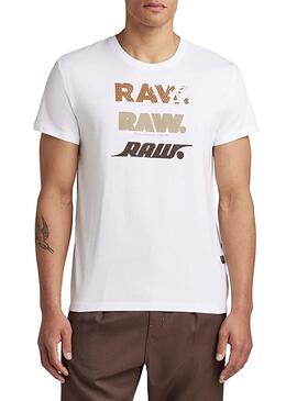 Camiseta G-Star RAW Logo Tripe para Hombre Blanco