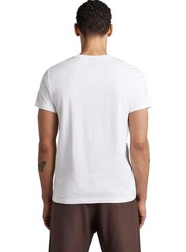 Camiseta G-Star RAW Logo Tripe para Hombre Blanco