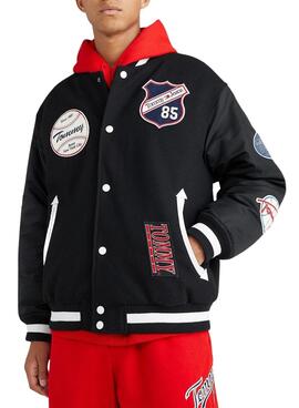 Chaqueta Tommy Jeans Letterman para Hombre Negra