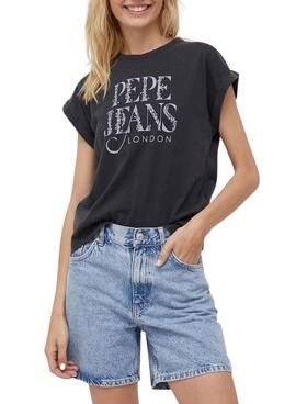 Camiseta Pepe Jeans Linda Washed Negra para Mujer