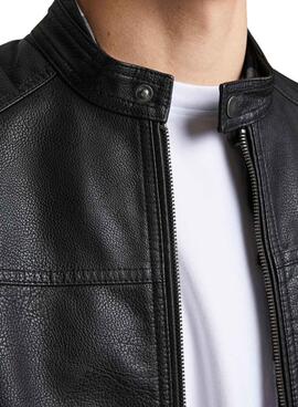 Chaqueta Jack And Jones Polipiel Negra para Hombre