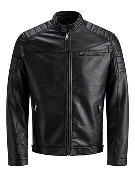 Chaqueta Jack And Jones Polipiel Negra para Hombre