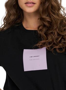Camiseta Only Eloise Boxy Negra Para Mujer