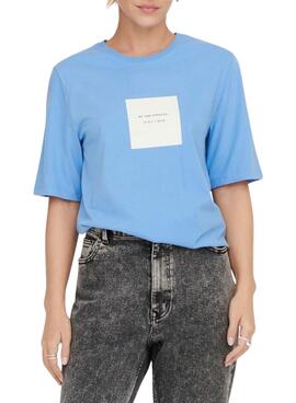 Camiseta Only Eloise Boxy Azul Para Mujer