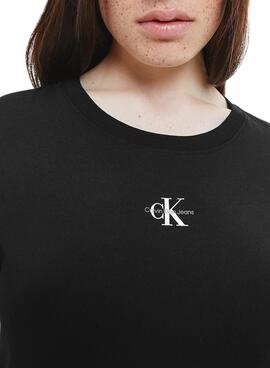 Camiseta Calvin Klein Monograma Negra para Mujer