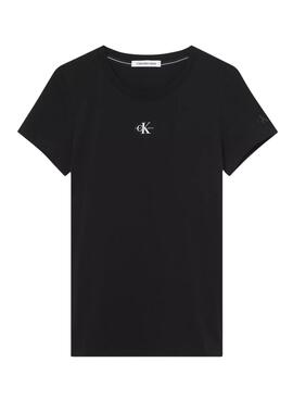 Camiseta Calvin Klein Monograma Negra para Mujer