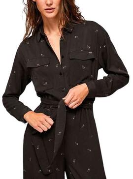 Mono Pepe Jeans Pam Estampada Negro para Mujer 