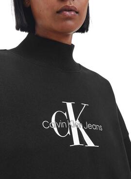 Sudadera Calvin Klein Monograma Negra para Mujer