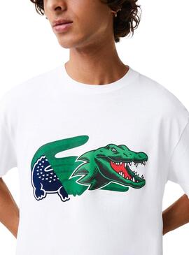 Camiseta Lacoste Cocodrile Party Blanco para Hombr