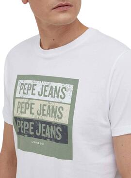 Camiseta Pepe Jeans Acee Logo Blanca Para Hombre