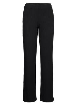 Pantalón Calvin Klein Shiny Rib Wide Negro Mujer