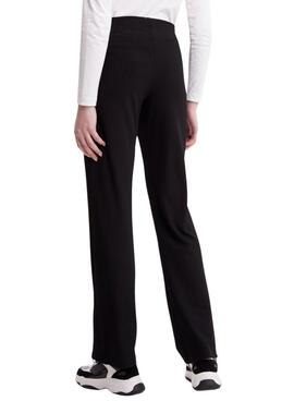 Pantalón Calvin Klein Shiny Rib Wide Negro Mujer