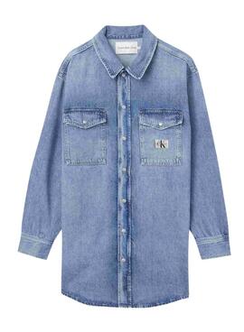 Camisa Calvin Klein Utility Denim Claro para Mujer