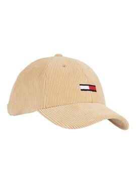 Gorra Tommy Jeans Flag Corduroy Hombre Beige