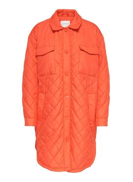 Chaqueta Larga Only Acolchada New Tanzania Naranja