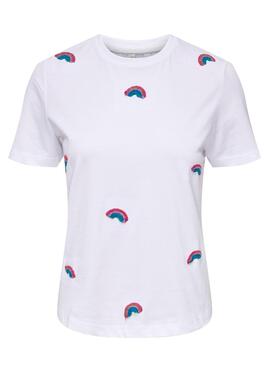 Camiseta Only Kita Rainbow Blanco Para Mujer