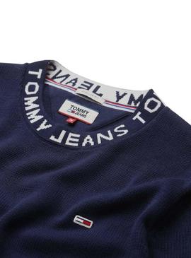 Jersey Tommy Jeans Collar Logo Azul Hombre