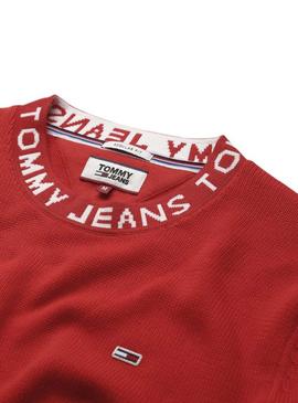 Jersey Tommy Jeans Collar Logo Rojo Hombre