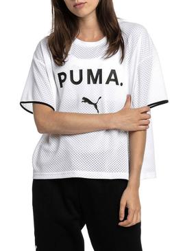 Camiseta Puma Chase Mesh Blanco Mujer