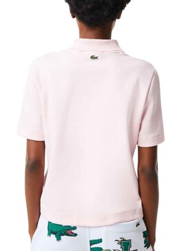 Polo Lacoste Holiday Crop para Mujer Rosa