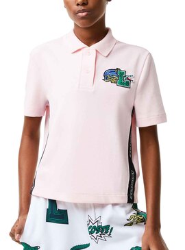 Polo Lacoste Holiday Crop para Mujer Rosa