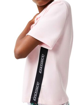 Polo Lacoste Holiday Crop para Mujer Rosa