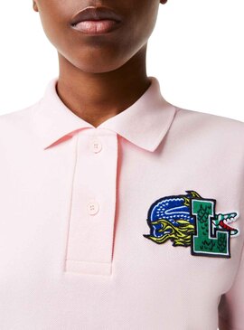 Polo Lacoste Holiday Crop para Mujer Rosa