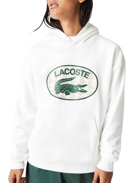 Sudadera Lacoste Cocodrilo Blanco Para Hombre 