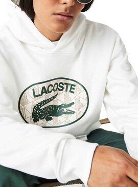 Sudadera Lacoste Cocodrilo Blanco Para Hombre 