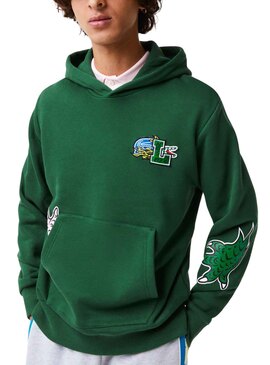 Sudadera Lacoste Holiday Estampada Hombre Verde