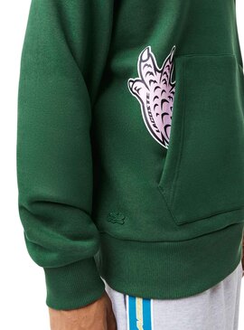 Sudadera Lacoste Holiday Estampada Hombre Verde