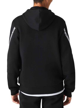 Sudadera Lacoste Con Capucha Y Rayas Negro Hombre