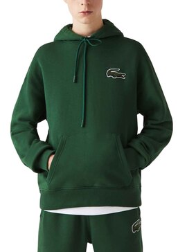 Sudadera Lacoste Básica Con Capucha Verde Hombre