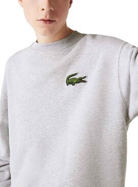 Sudadera Lacoste Loose Fit Gris Para Hombre