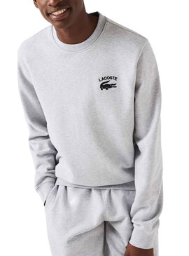 Sudadera Lacoste Inscripción Gris Para Hombre