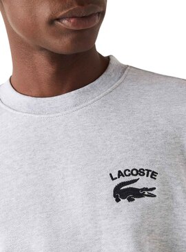 Sudadera Lacoste Inscripción Gris Para Hombre