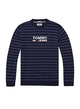 Jersey Tommy Jeans Corp Logo Stripe Marino Hombre