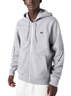 Sudadera Lacoste Banda Logo Gris Para Hombre