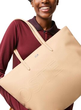 Bolso Lacoste Shopper Relieve para Mujer Beige